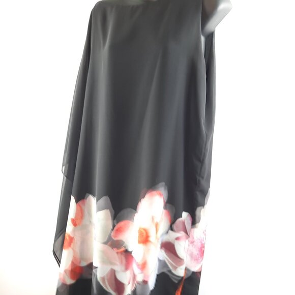 Plus Size 14 Elegant Sheer Floral  Party Tunic Midi Sheer  Dress (PP 21” ) - Picture 9 of 10